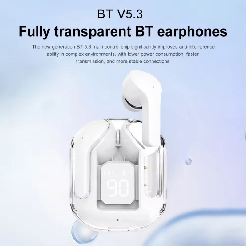 PA0001-White-Transparent air 31 tws Earbuds Headset crystal air buds wireless